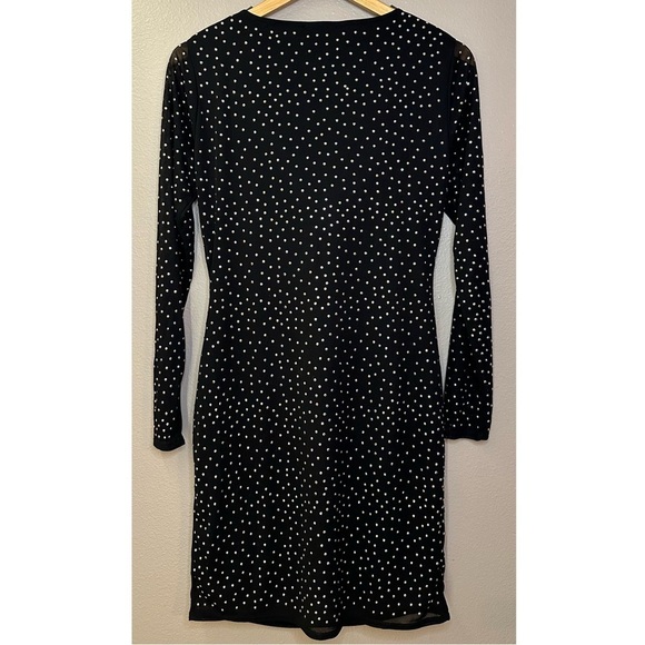 Boston Proper Metallic Bead Embellished Cowl-Neck Mesh Sheath Dress Black - Picture 5 of 10